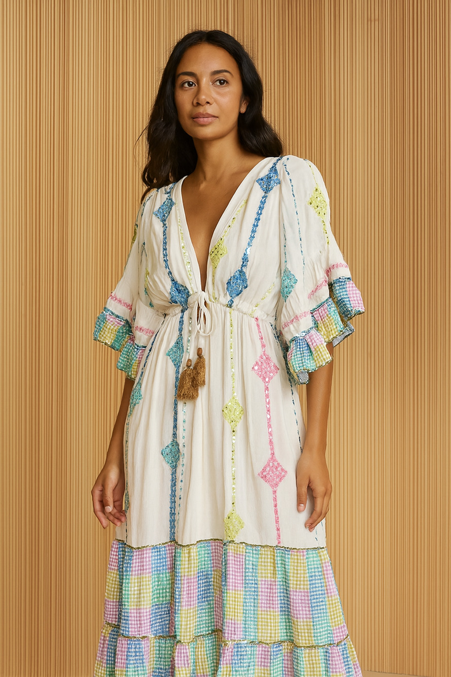 Boho Chic Embroidered Maxi Dress